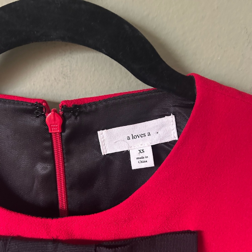 A Loves A Women’s Elegant Red Dress with Black Bow Sz XS - Picture 5 of 9